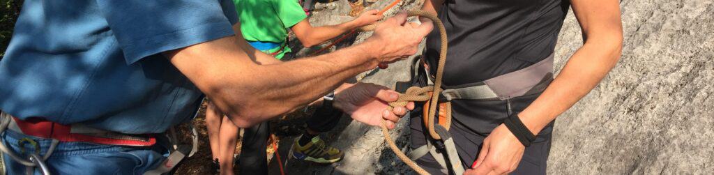 Come fare il nodo a otto, educational per la stampa Guide Alpine Lombardia