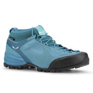 Veduta laterale della scarpa Salewa Alpenviolet GTX colorazione blue fog