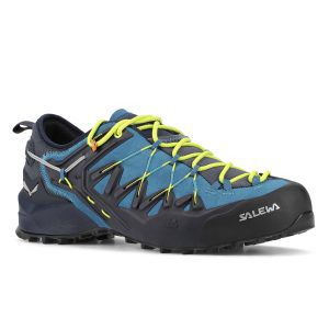 Vista laterale della scarpa Salewa Wildfire Edge da uomo colorazione blu