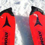 Particolare delle punte dello sci Atomic Redster S9 Fis