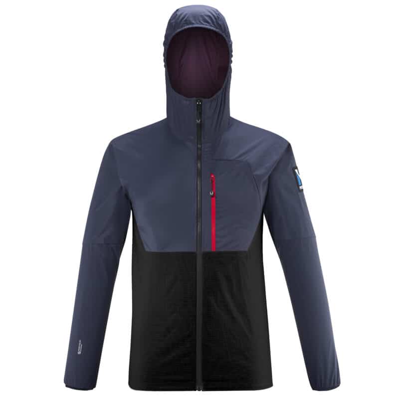 Millet Trilogy Sky Shield Hoodie, versione uomo in colore grigio/nero.