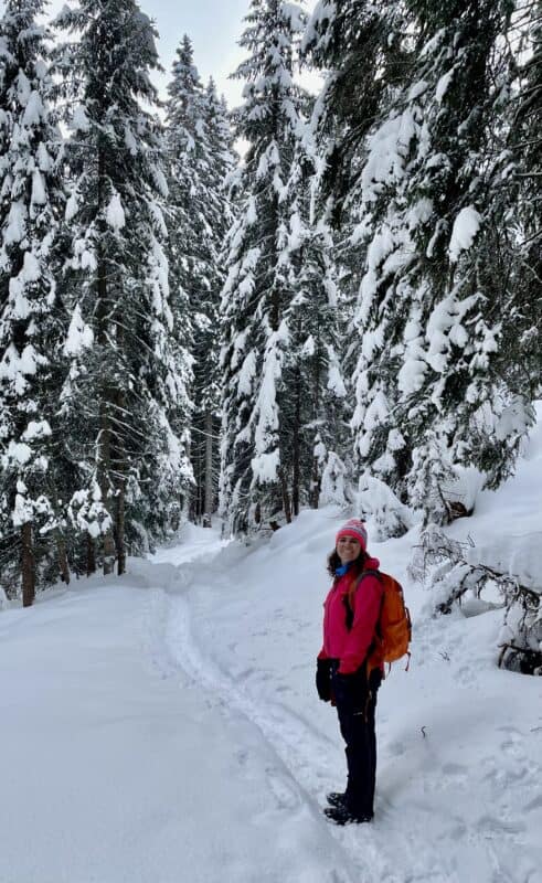 Valentina Gasparini durante una camminata invernale.