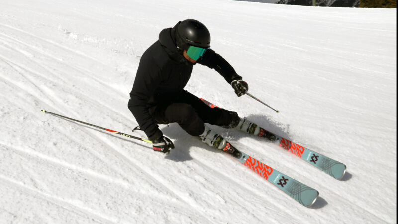 Pietro Dalmasso in azione al Pool Ski TEst di Pampeago 2023.