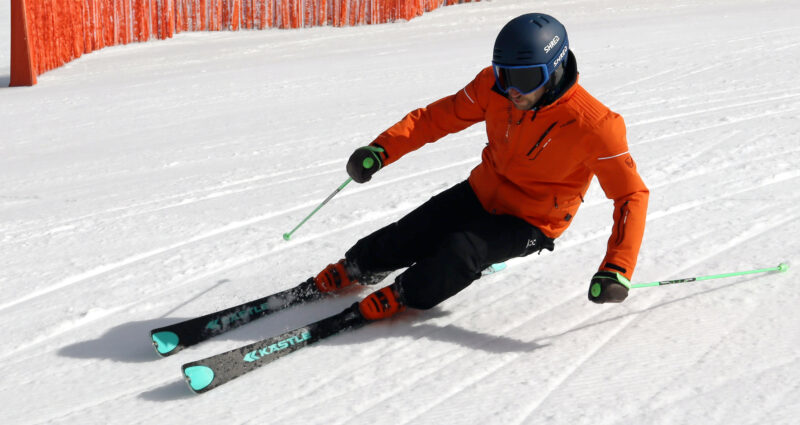 Il tester Jacopo Damian a Pampeago, aprile 2023.