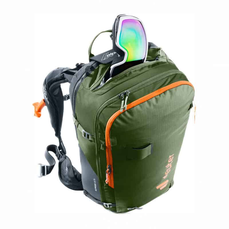 Tasca superiore per maschere e occhiali. Deuter Alproof 32.