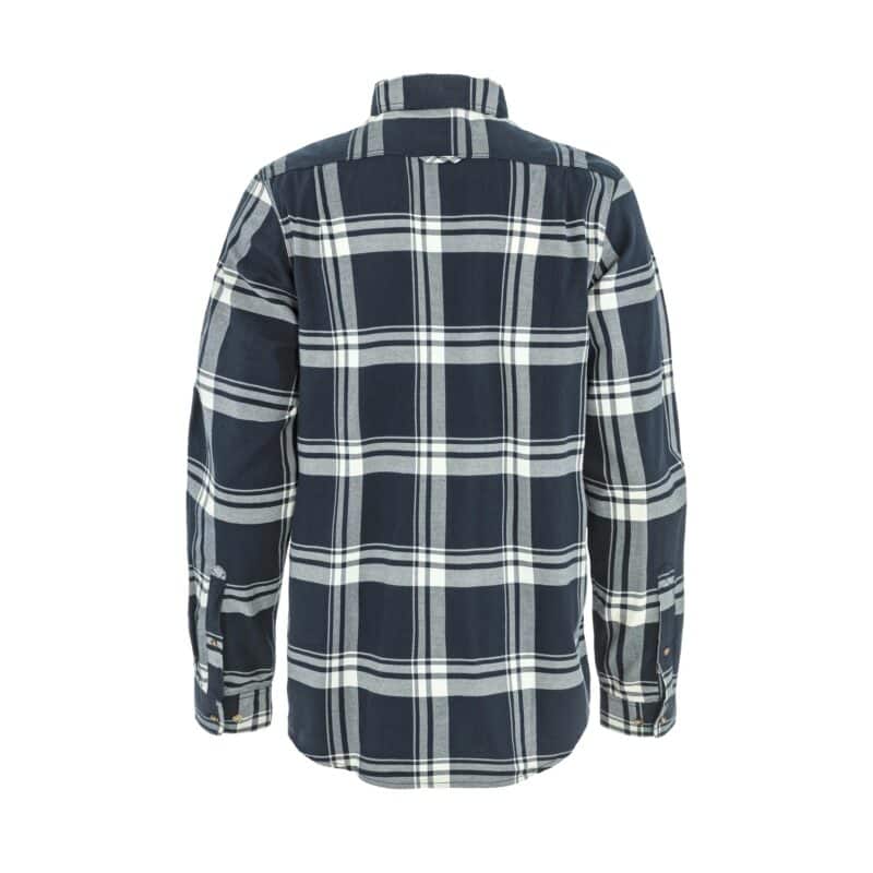 Fjällräven Övik Lite Flannel Shirt M Dark Navy vista posteriore con hanger loop