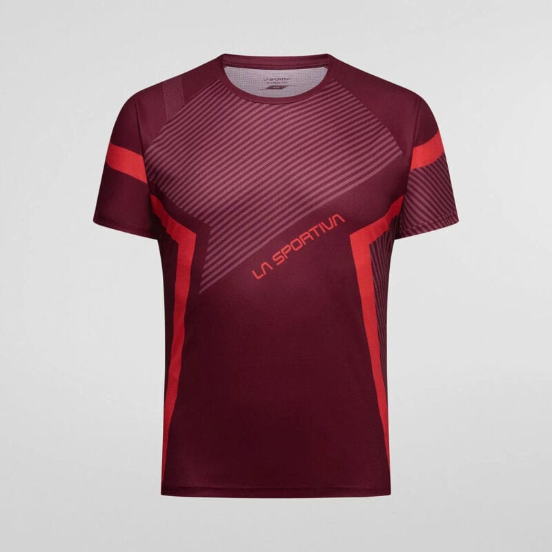 La Sportiva Flow T-Shirt M trail running uomo Sangria/Cherry