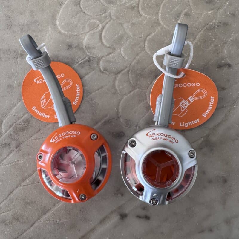 Due pompe Aerogogo GIGA PUMP Air affiancate con gli ugelli montati